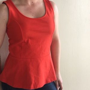 Ann Taylor Red/Orange Peplum Top